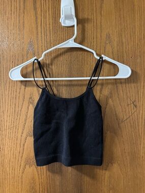 Target Black Ribbed Double-Strap Crop Tank Top